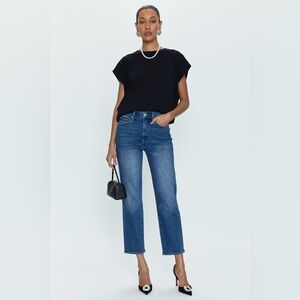 PISTOLA | Lightly Distressed Straight leg cropped Jeans 32 Medium Indigo